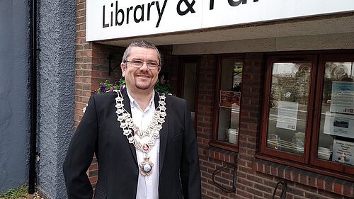 Tim Prater outside Sandgate Library